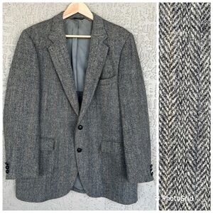 Harris Tweed‎ Vintage Stafford Wool Herringbone Sports Coat Blazer Jacket